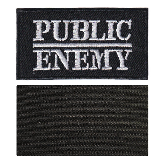 MAXIMUMPATCHES - Public Enemy - 7,8 cm x 4,3 cm - Ecusson Patch Brodé Avec Scratch Cousu Au Dos + Carré Scratch A Coudre, Face Opposé 10 cm x 10 cm/Groupe Musique Métal Rock Punk Heavy Trash Blues