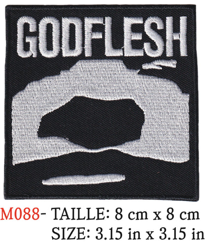MAXIMUMPATCHES - Écusson Patch Brodé Thermocollant - 8 cm x 8 cm - Godflesh Groupe Musique Rock Punk Hard Trash Métal Heavy Psychedelic