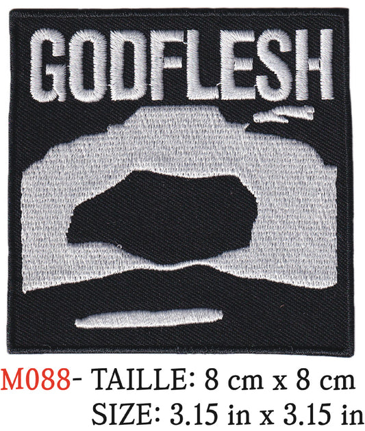 MAXIMUMPATCHES - Écusson Patch Brodé Thermocollant - 8 cm x 8 cm - Godflesh Groupe Musique Rock Punk Hard Trash Métal Heavy Psychedelic
