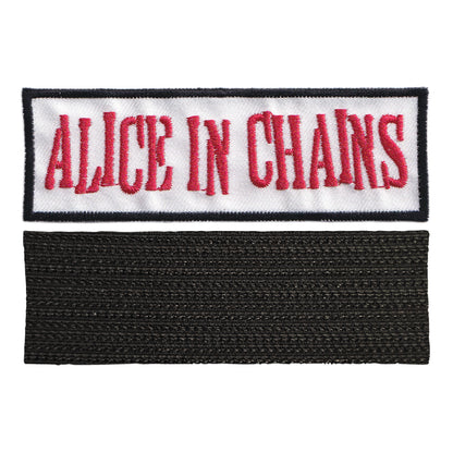 MAXIMUMPATCHES - Alice In Chains - 9,8 cm x 3,2 cm - Ecusson Patch Brodé Avec Scratch Cousu Au Dos + Carré Scratch A Coudre, Face Opposé 10 cm x 10 cm/Groupe Musique Métal Rock Punk Heavy Trash Blues