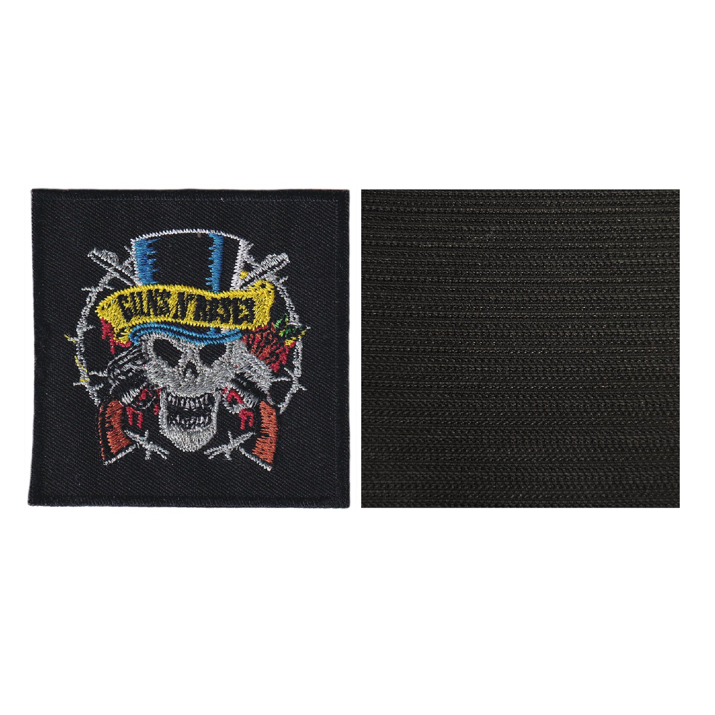 MAXIMUMPATCHES - guns n roses - 7,4 cm x 7,4 cm - Ecusson Patch Brodé Avec Scratch Cousu Au Dos + Carré Scratch A Coudre, Face Opposé 10 cm x 10 cm/Groupe Musique Métal Rock Punk Heavy Trash Blues
