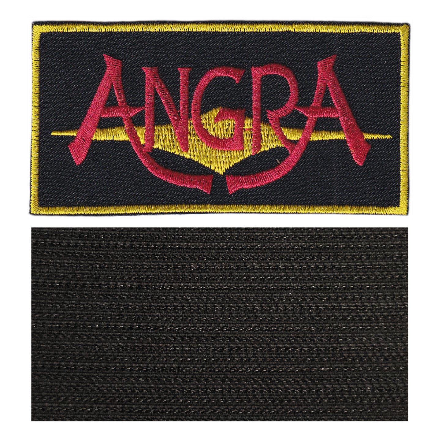 MAXIMUMPATCHES - Angra - 10 cm x 5 cm - Ecusson Patch Brodé Avec Scratch Cousu Au Dos + Carré Scratch A Coudre, Face Opposé 10 cm x 10 cm/Groupe Musique Métal Rock Punk Heavy Trash Blues