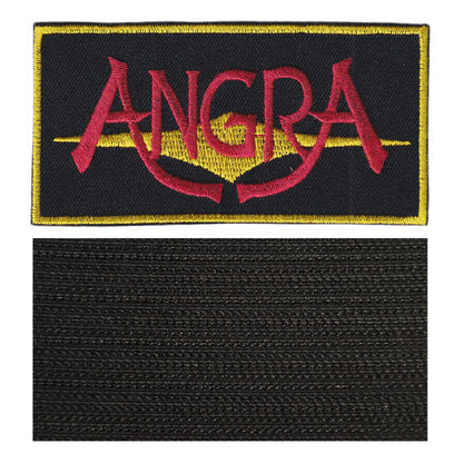 MAXIMUMPATCHES - Angra - 10 cm x 5 cm - Ecusson Patch Brodé Avec Scratch Cousu Au Dos + Carré Scratch A Coudre, Face Opposé 10 cm x 10 cm/Groupe Musique Métal Rock Punk Heavy Trash Blues
