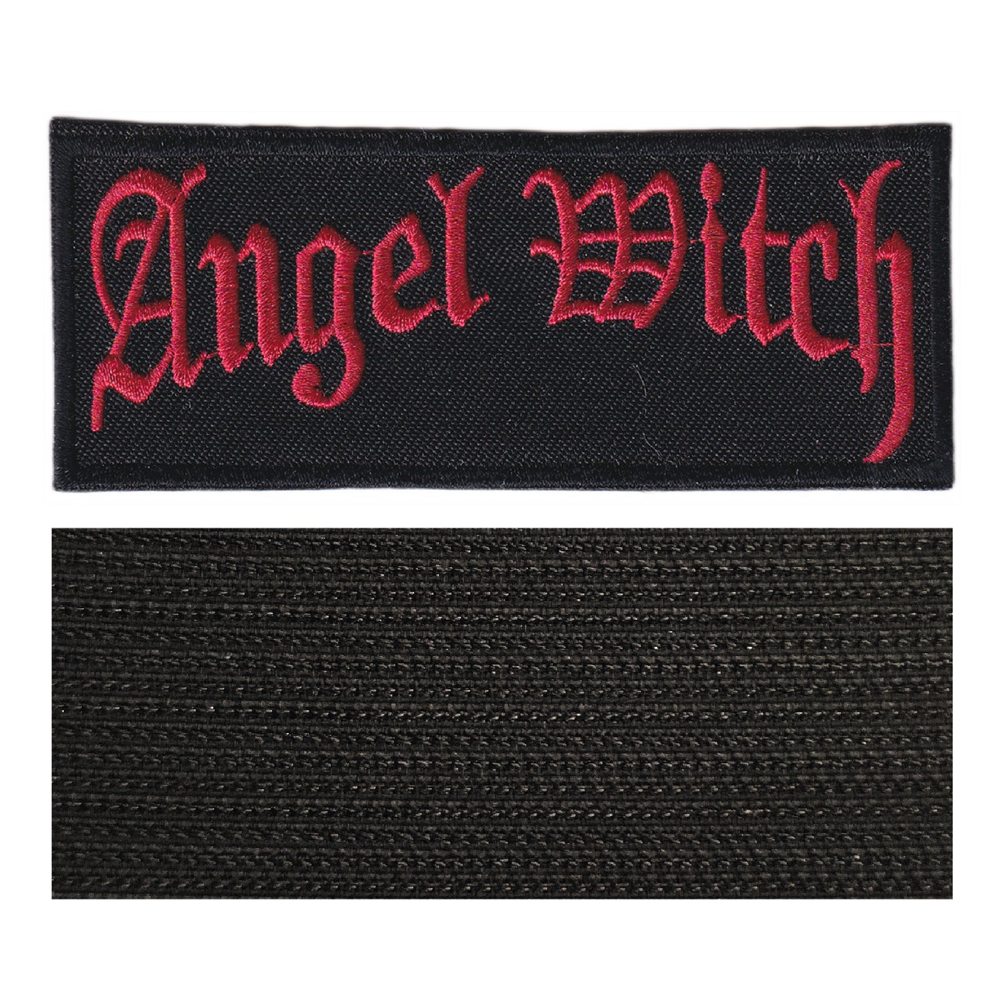 MAXIMUMPATCHES - Angel Witch - 10 cm x 4 cm - Ecusson Patch Brodé Avec Scratch Cousu Au Dos + Carré Scratch A Coudre, Face Opposé 10 cm x 10 cm/Groupe Musique Métal Rock Punk Heavy Trash Blues
