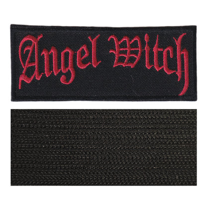 MAXIMUMPATCHES - Angel Witch - 10 cm x 4 cm - Ecusson Patch Brodé Avec Scratch Cousu Au Dos + Carré Scratch A Coudre, Face Opposé 10 cm x 10 cm/Groupe Musique Métal Rock Punk Heavy Trash Blues