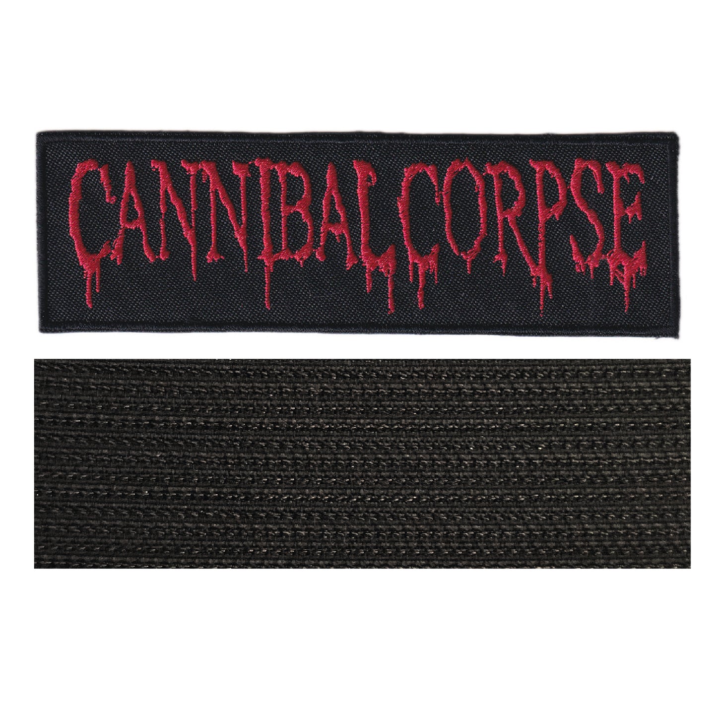 MAXIMUMPATCHES - Cannibal Corpse - Longueur 12 cm - Ecusson Patch Brodé Avec Scratch Cousu Au Dos + Carré Scratch A Coudre, Face Opposé 10 cm x 10 cm/Groupe Musique Métal Rock Punk Heavy Trash Blues