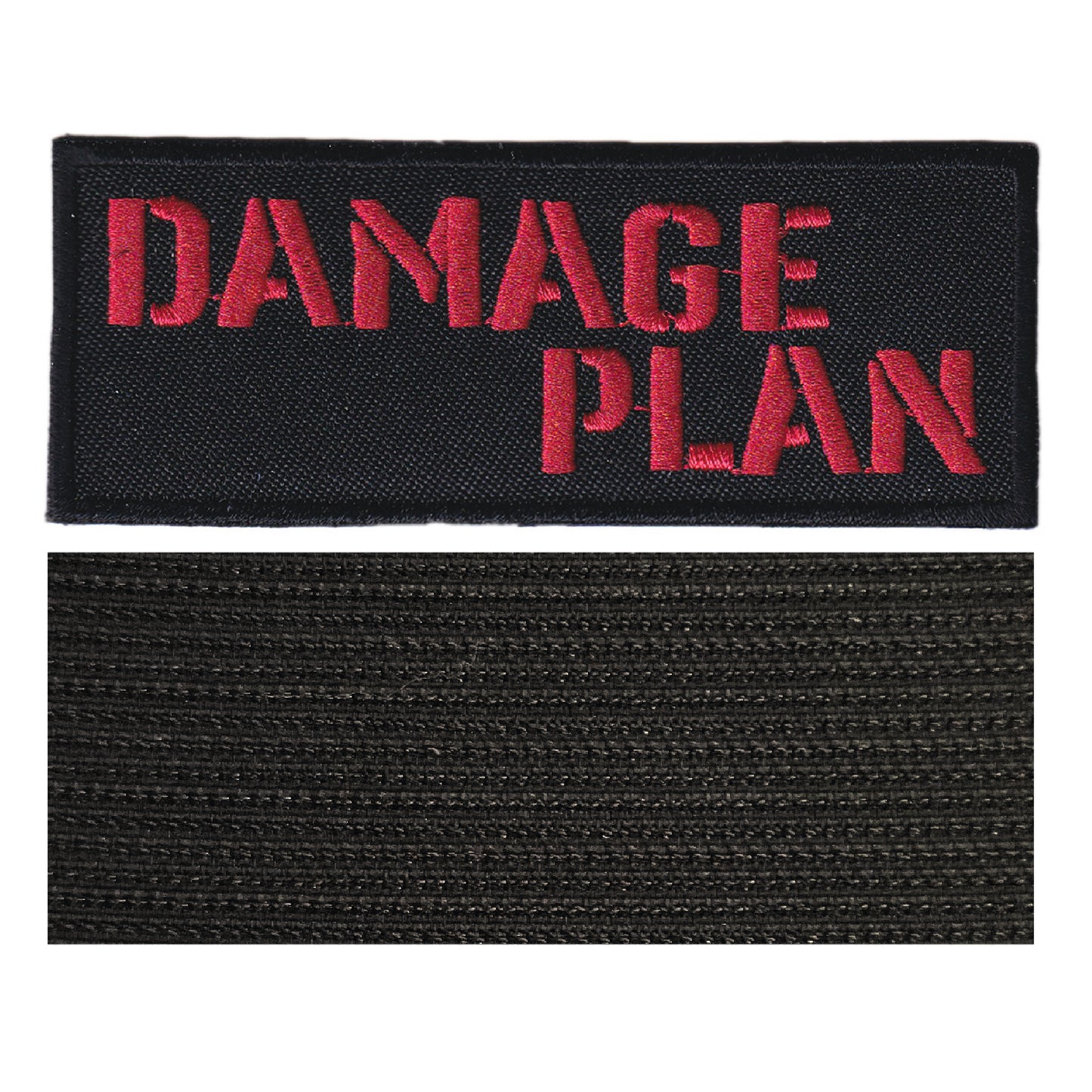 MAXIMUMPATCHES - Damage Plan - 10 cm x 4 cm - Ecusson Patch Brodé Avec Scratch Cousu Au Dos + Carré Scratch A Coudre, Face Opposé 10 cm x 10 cm/Groupe Musique Métal Rock Punk Heavy Trash Blues
