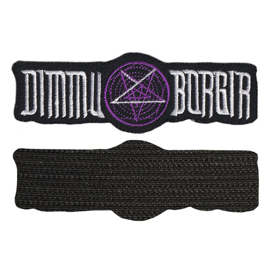MAXIMUMPATCHES - Dimmu Borgir - 12 cm x 4 cm - Ecusson Patch Brodé Avec Scratch Cousu Au Dos + Carré Scratch A Coudre, Face Opposé 10 cm x 10 cm/Groupe Musique Métal Rock Punk Heavy Trash Blues