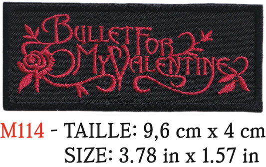 MAXIMUMPATCHES - Écusson Patch Brodé Thermocollant - 9,6 cm x 4 cm - Bullet For My Valentine Groupe Musique Rock Punk Hard Trash Métal Heavy Psychedelic