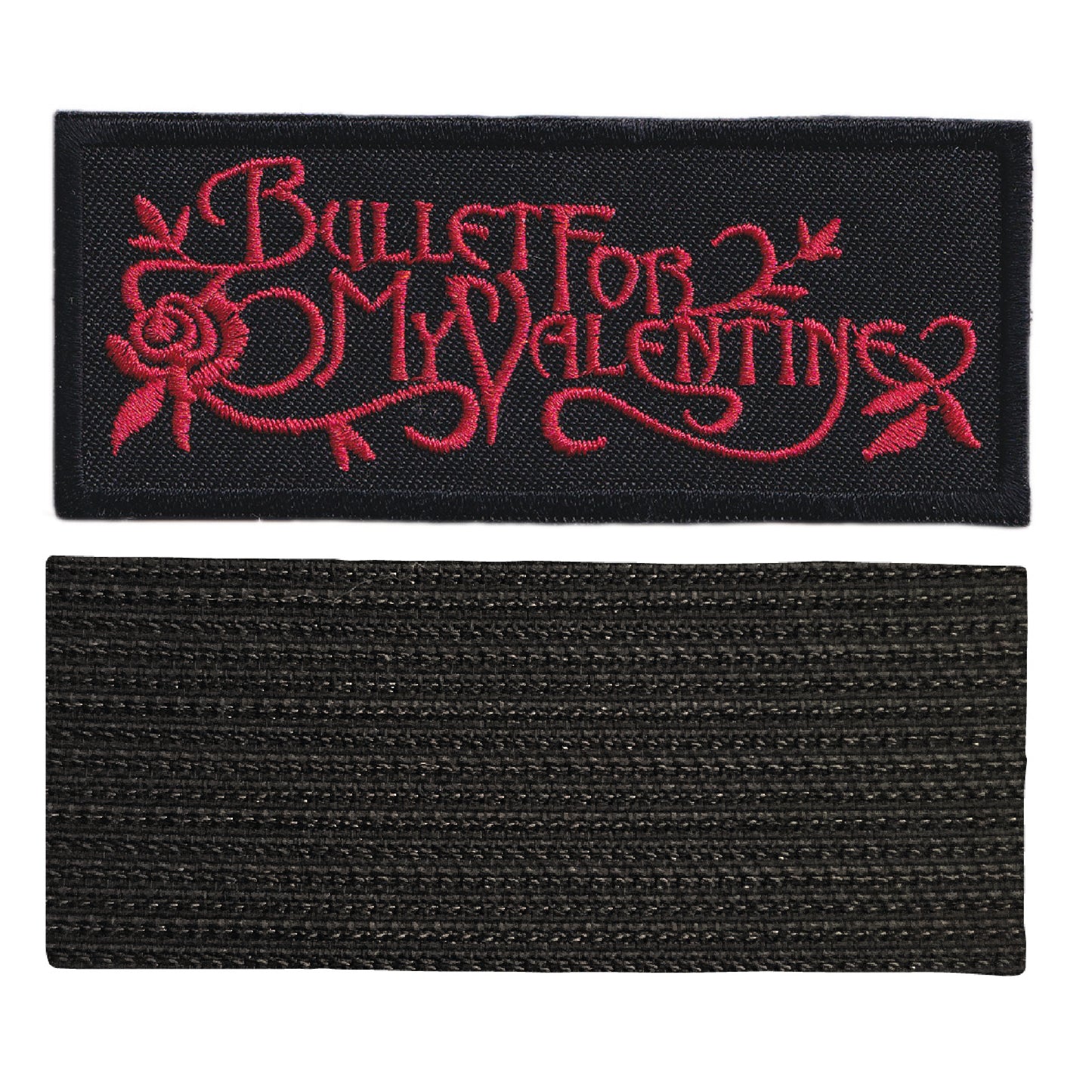 MAXIMUMPATCHES - Bullet For My Valentine - 9,6 cm x 4 cm - Ecusson Patch Brodé Avec Scratch Cousu Au Dos + Carré Scratch A Coudre, Face Opposé 10 cm x 10 cm/Groupe Musique Métal Rock Punk Heavy Trash Blues