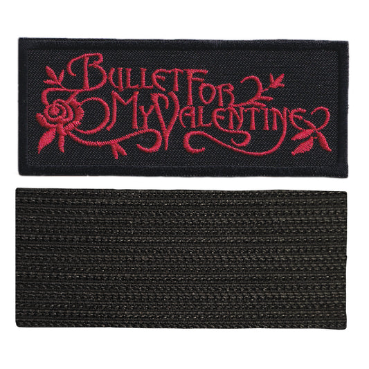 MAXIMUMPATCHES - Bullet For My Valentine - 9,6 cm x 4 cm - Ecusson Patch Brodé Avec Scratch Cousu Au Dos + Carré Scratch A Coudre, Face Opposé 10 cm x 10 cm/Groupe Musique Métal Rock Punk Heavy Trash Blues