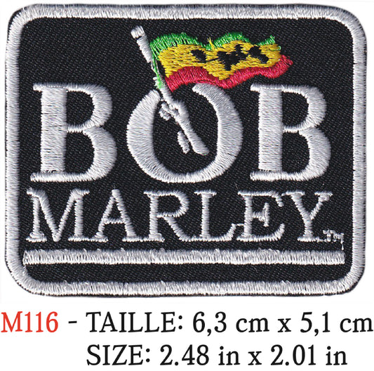 MAXIMUMPATCHES - Écusson Patch Brodé Thermocollant - 6,3 cm x 5,1 cm - Bob Marley Groupe Musique Rock Punk Hard Trash Métal Heavy Psychedelic