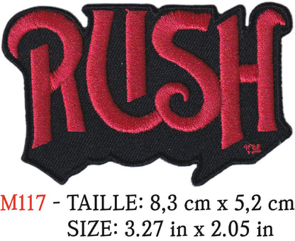 MAXIMUMPATCHES - Écusson Patch Brodé Thermocollant - 8,3 cm x 5,2 cm - Rush Groupe Musique Rock Punk Hard Trash Métal Heavy Psychedelic