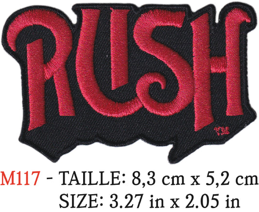 MAXIMUMPATCHES - Écusson Patch Brodé Thermocollant - 8,3 cm x 5,2 cm - Rush Groupe Musique Rock Punk Hard Trash Métal Heavy Psychedelic