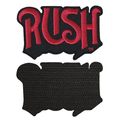 MAXIMUMPATCHES - Rush - 8,3 cm x 5,2 cm - Ecusson Patch Brodé Avec Scratch Cousu Au Dos + Carré Scratch A Coudre, Face Opposé 10 cm x 10 cm/Groupe Musique Métal Rock Punk Heavy Trash Blues