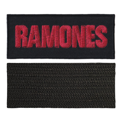 MAXIMUMPATCHES - Ramones - 11,7 cm x 5 cm - Ecusson Patch Brodé Avec Scratch Cousu Au Dos + Carré Scratch A Coudre, Face Opposé 10 cm x 10 cm/Groupe Musique Métal Rock Punk Heavy Trash Blues