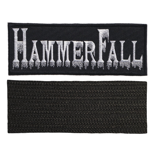 MAXIMUMPATCHES - Hammerfall - 12 cm x 4,5 cm - Ecusson Patch Brodé Avec Scratch Cousu Au Dos + Carré Scratch A Coudre, Face Opposé 10 cm x 10 cm/Groupe Musique Métal Rock Punk Heavy Trash Blues