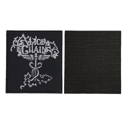 MAXIMUMPATCHES - Alice In Chains - Hauteur 8 cm - Ecusson Patch Brodé Avec Scratch Cousu Au Dos + Carré Scratch A Coudre, Face Opposé 10 cm x 10 cm/Groupe Musique Métal Rock Punk Heavy Trash Blues