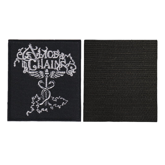 MAXIMUMPATCHES - Alice In Chains - Hauteur 8 cm - Ecusson Patch Brodé Avec Scratch Cousu Au Dos + Carré Scratch A Coudre, Face Opposé 10 cm x 10 cm/Groupe Musique Métal Rock Punk Heavy Trash Blues