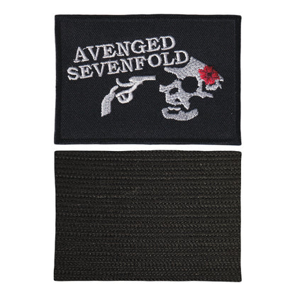 MAXIMUMPATCHES - Avenged Sevenfold - 8,5 cm x 5,9 cm - Ecusson Patch Brodé Avec Scratch Cousu Au Dos + Carré Scratch A Coudre, Face Opposé 10 cm x 10 cm/Groupe Musique Métal Rock Punk Heavy Trash Blues