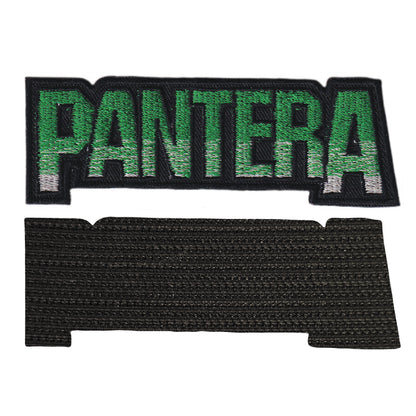 MAXIMUMPATCHES - Pantera - 11 cm x 3,9 cm - Ecusson Patch Brodé Avec Scratch Cousu Au Dos + Carré Scratch A Coudre, Face Opposé 10 cm x 10 cm/Groupe Musique Métal Rock Punk Heavy Trash Blues