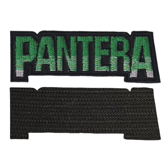 MAXIMUMPATCHES - Pantera - 11 cm x 3,9 cm - Ecusson Patch Brodé Avec Scratch Cousu Au Dos + Carré Scratch A Coudre, Face Opposé 10 cm x 10 cm/Groupe Musique Métal Rock Punk Heavy Trash Blues