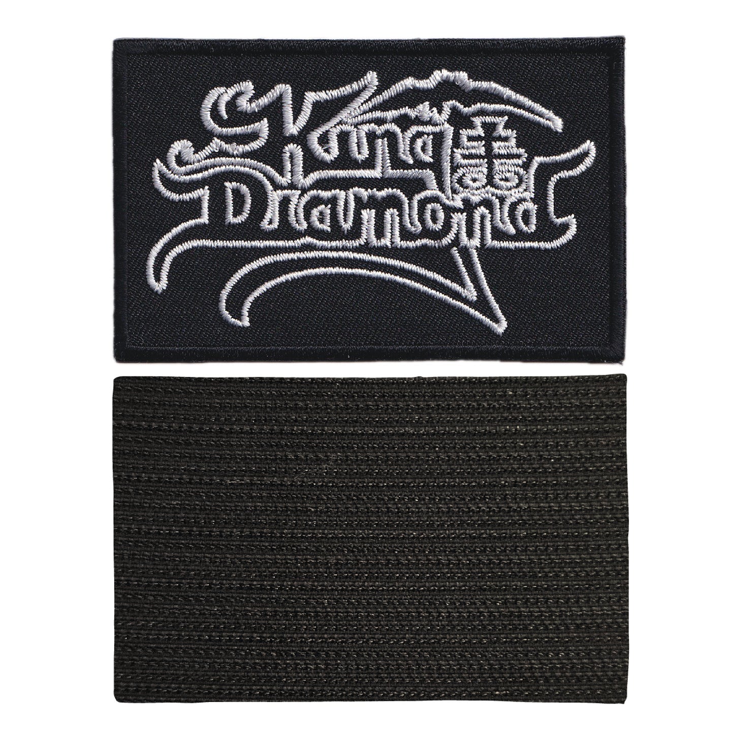 MAXIMUMPATCHES - King Diamond - 8,5 cm x 5,3 cm - Ecusson Patch Brodé Avec Scratch Cousu Au Dos + Carré Scratch A Coudre, Face Opposé 10 cm x 10 cm/Groupe Musique Métal Rock Punk Heavy Trash Blues