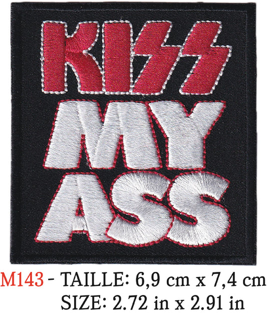 MAXIMUMPATCHES - Écusson Patch Brodé Thermocollant - 6,9 cm x 7,4 cm - Kiss My Ass Groupe Musique Rock Punk Hard Trash Métal Heavy Psychedelic