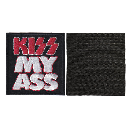MAXIMUMPATCHES - Kiss - 6,9 cm x 7,4 cm - Ecusson Patch Brodé Avec Scratch Cousu Au Dos + Carré Scratch A Coudre, Face Opposé 10 cm x 10 cm/Groupe Musique Métal Rock Punk Heavy Trash Blues