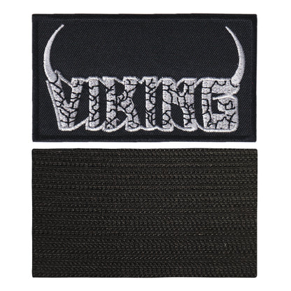 MAXIMUMPATCHES - Viking - 9 cm x 5 cm - Ecusson Patch Brodé Avec Scratch Cousu Au Dos + Carré Scratch A Coudre, Face Opposé 10 cm x 10 cm/Groupe Musique Métal Rock Punk Heavy Trash Blues