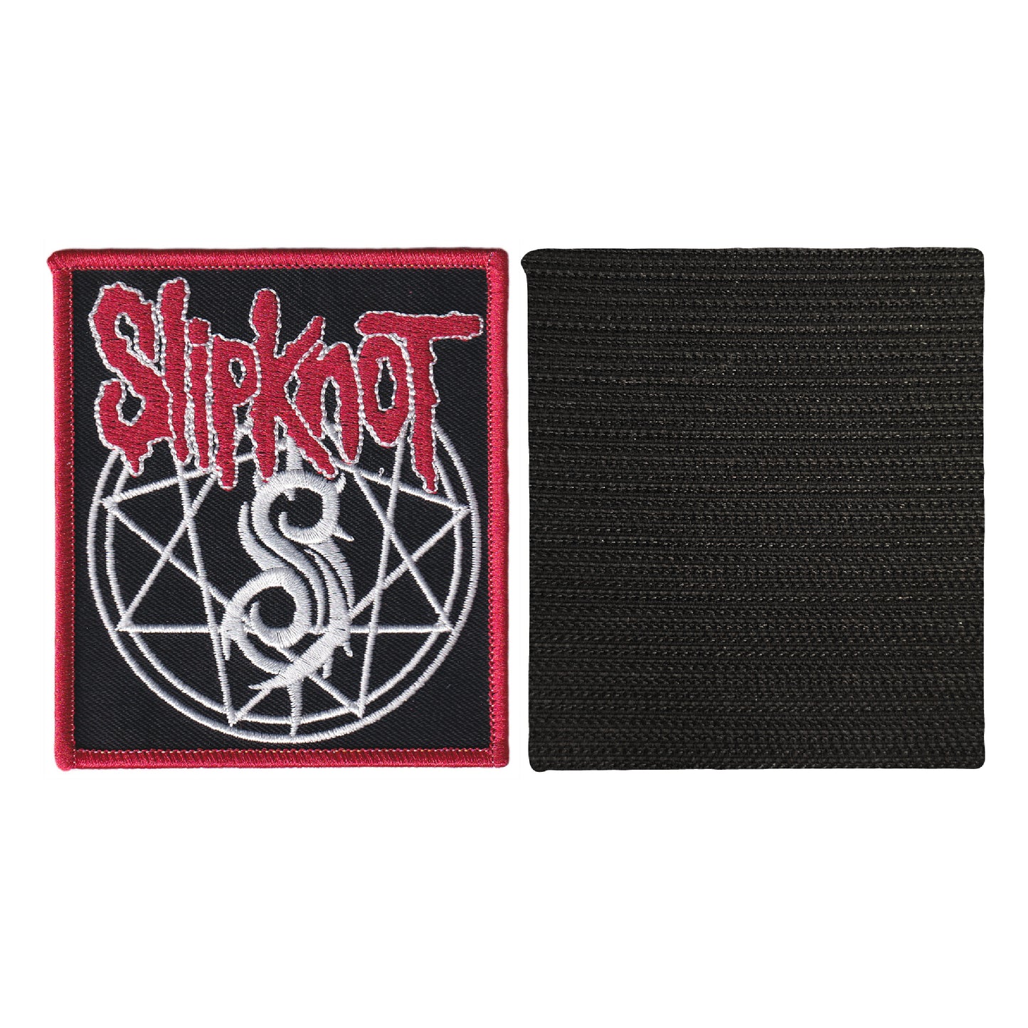 MAXIMUMPATCHES - Slipknot - 9 cm x 8 cm - Ecusson Patch Brodé Avec Scratch Cousu Au Dos + Carré Scratch A Coudre, Face Opposé 10 cm x 10 cm/Groupe Musique Métal Rock Punk Heavy Trash Blues