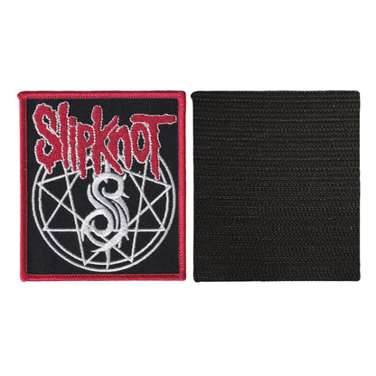 MAXIMUMPATCHES - Slipknot - 9 cm x 8 cm - Ecusson Patch Brodé Avec Scratch Cousu Au Dos + Carré Scratch A Coudre, Face Opposé 10 cm x 10 cm/Groupe Musique Métal Rock Punk Heavy Trash Blues