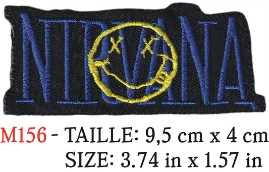 MAXIMUMPATCHES - Écusson Patch Brodé Thermocollant - 9,5 cm x 4 cm - Nirvana Groupe Musique Rock Punk Hard Trash Métal Heavy Psychedelic