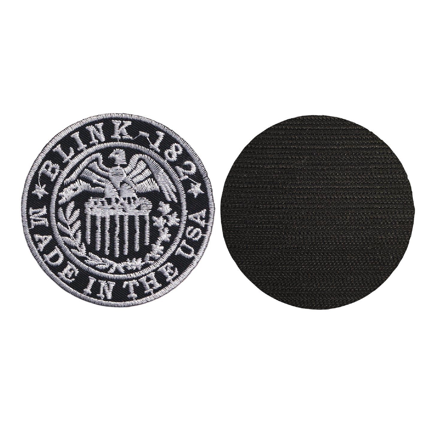 MAXIMUMPATCHES - Blink 182 - Diamètre 7,5 cm - Ecusson Patch Brodé Avec Scratch Cousu Au Dos + Carré Scratch A Coudre, Face Opposé 10 cm x 10 cm/Groupe Musique Métal Rock Punk Heavy Trash Blues