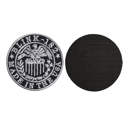 MAXIMUMPATCHES - Blink 182 - Diamètre 7,5 cm - Ecusson Patch Brodé Avec Scratch Cousu Au Dos + Carré Scratch A Coudre, Face Opposé 10 cm x 10 cm/Groupe Musique Métal Rock Punk Heavy Trash Blues