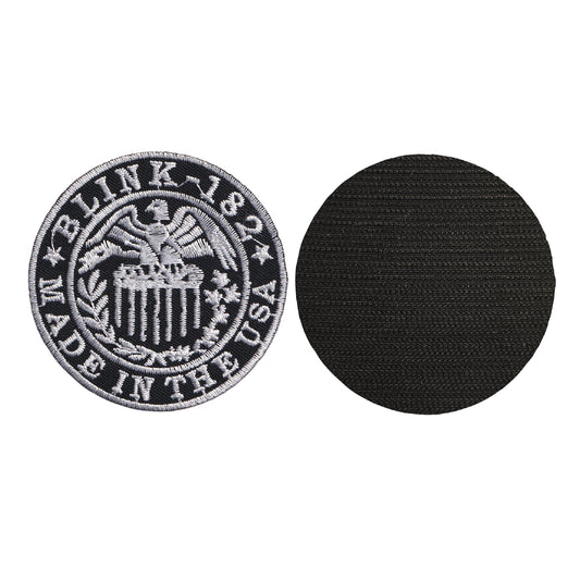 MAXIMUMPATCHES - Blink 182 - Diamètre 7,5 cm - Ecusson Patch Brodé Avec Scratch Cousu Au Dos + Carré Scratch A Coudre, Face Opposé 10 cm x 10 cm/Groupe Musique Métal Rock Punk Heavy Trash Blues