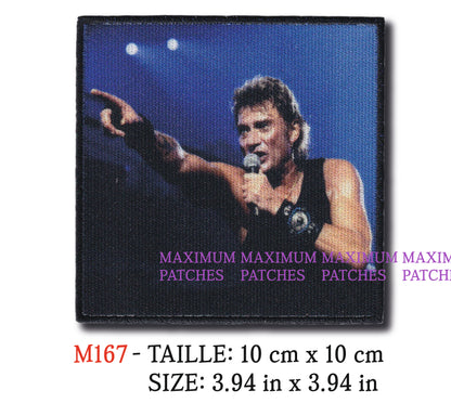 MAXIMUMPATCHES - Écusson Patch Imprimé Thermocollant - 10 cm x 10 cm - Johnny Hallyday Groupe Musique Rock Punk Hard Trash Métal Heavy Psychedelic
