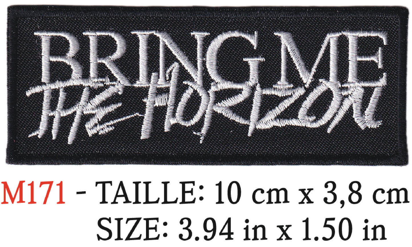 MAXIMUMPATCHES - Écusson Patch Brodé Thermocollant - 10 cm x 3,8 cm - Bring Me The Horizon Groupe Musique Rock Punk Hard Trash Métal Heavy Psychedelic