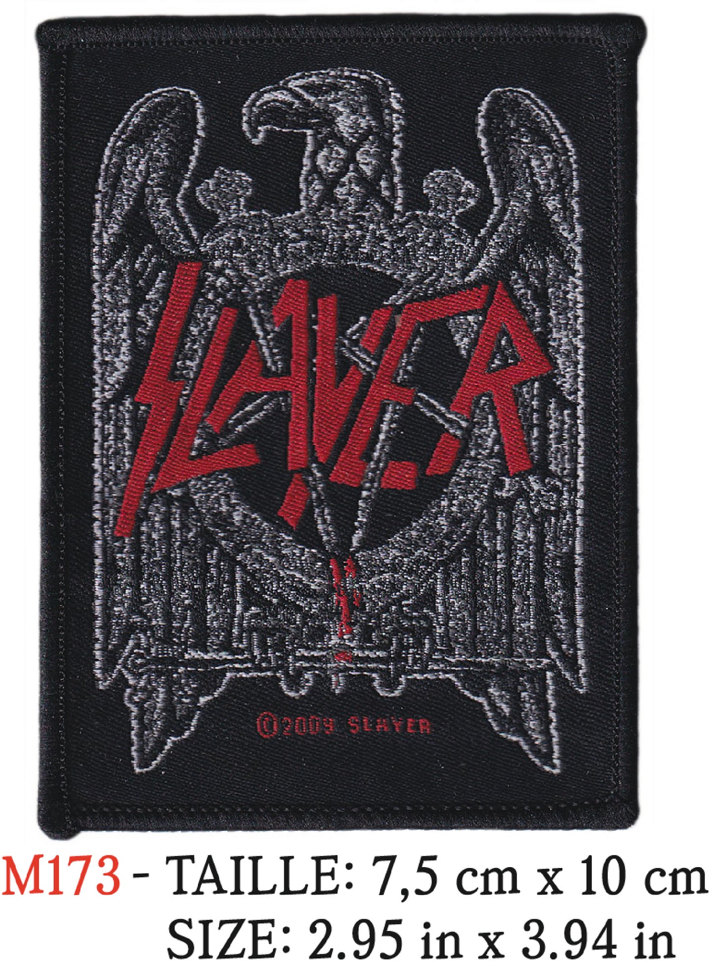 MAXIMUMPATCHES - Écusson Patch Tissé Thermocollant - 7,5 cm x 10 cm - Slayer Groupe Musique Rock Punk Hard Trash Métal Heavy Psychedelic
