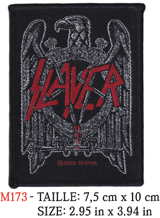 MAXIMUMPATCHES - Écusson Patch Tissé Thermocollant - 7,5 cm x 10 cm - Slayer Groupe Musique Rock Punk Hard Trash Métal Heavy Psychedelic