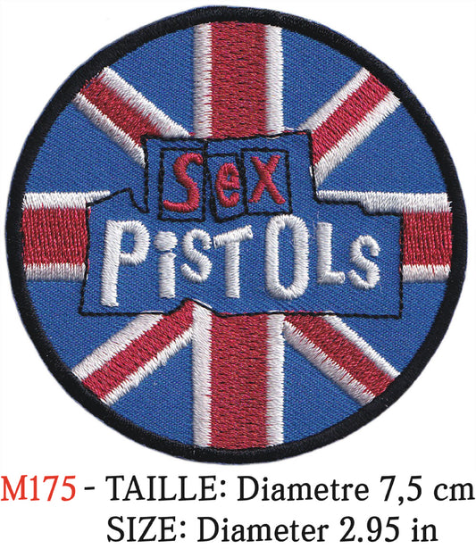 MAXIMUMPATCHES - Écusson Patch Brodé Thermocollant - Diamètre 7,5 cm - Sex Pistols Groupe Musique Rock Punk Hard Trash Métal Heavy Psychedelic