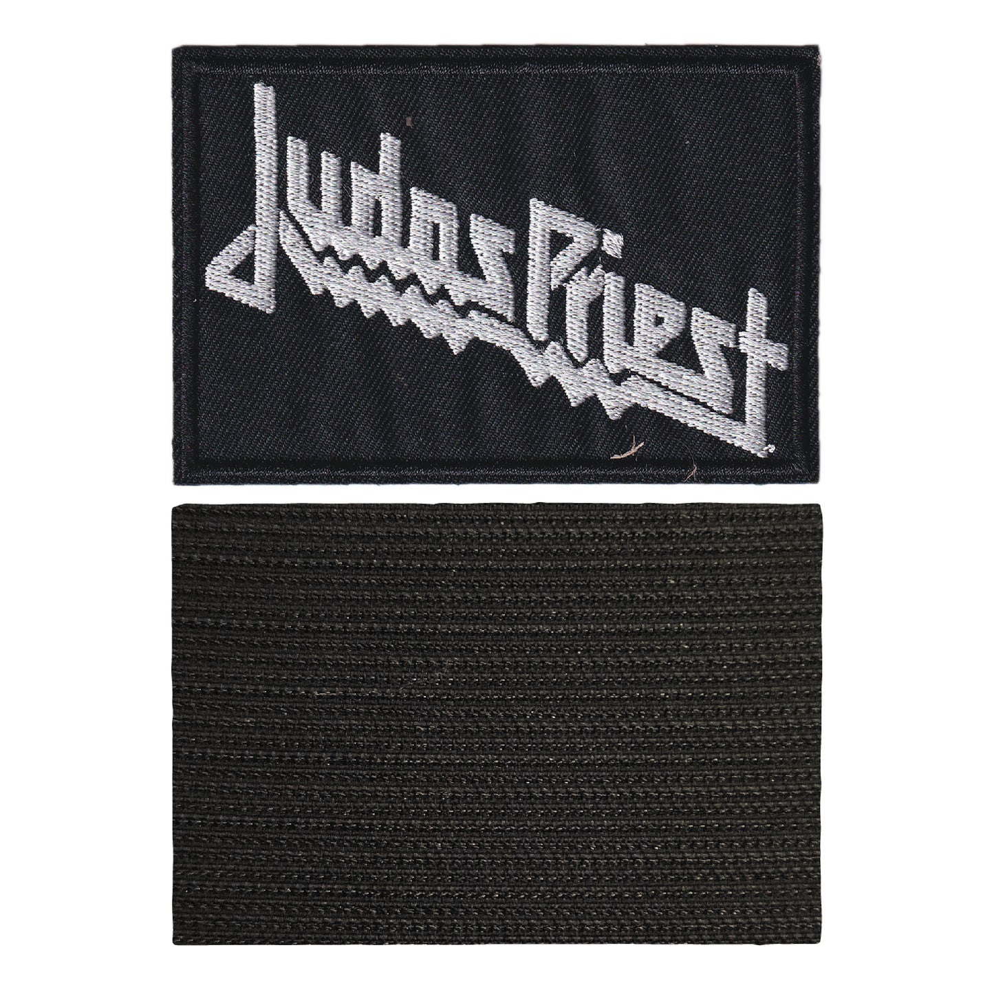 MAXIMUMPATCHES - Judas Priest - 10 cm x 6,6 cm - Ecusson Patch Brodé Avec Scratch Cousu Au Dos + Carré Scratch A Coudre, Face Opposé 10 cm x 10 cm/Groupe Musique Métal Rock Punk Heavy Trash Blues