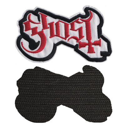 MAXIMUMPATCHES - Ghost - 11,8 cm x 6,8 cm - Ecusson Patch Brodé Avec Scratch Cousu Au Dos + Carré Scratch A Coudre, Face Opposé 10 cm x 10 cm/Groupe Musique Métal Rock Punk Heavy Trash Blues