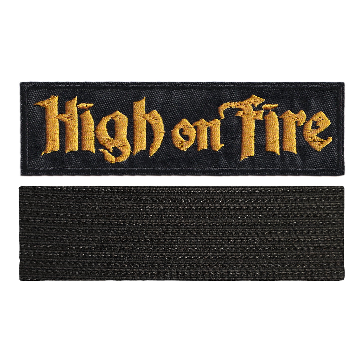MAXIMUMPATCHES - High On Fire - Longueur 12 cm - Ecusson Patch Brodé Avec Scratch Cousu Au Dos + Carré Scratch A Coudre, Face Opposé 10 cm x 10 cm/Groupe Musique Métal Rock Punk Heavy Trash Blues