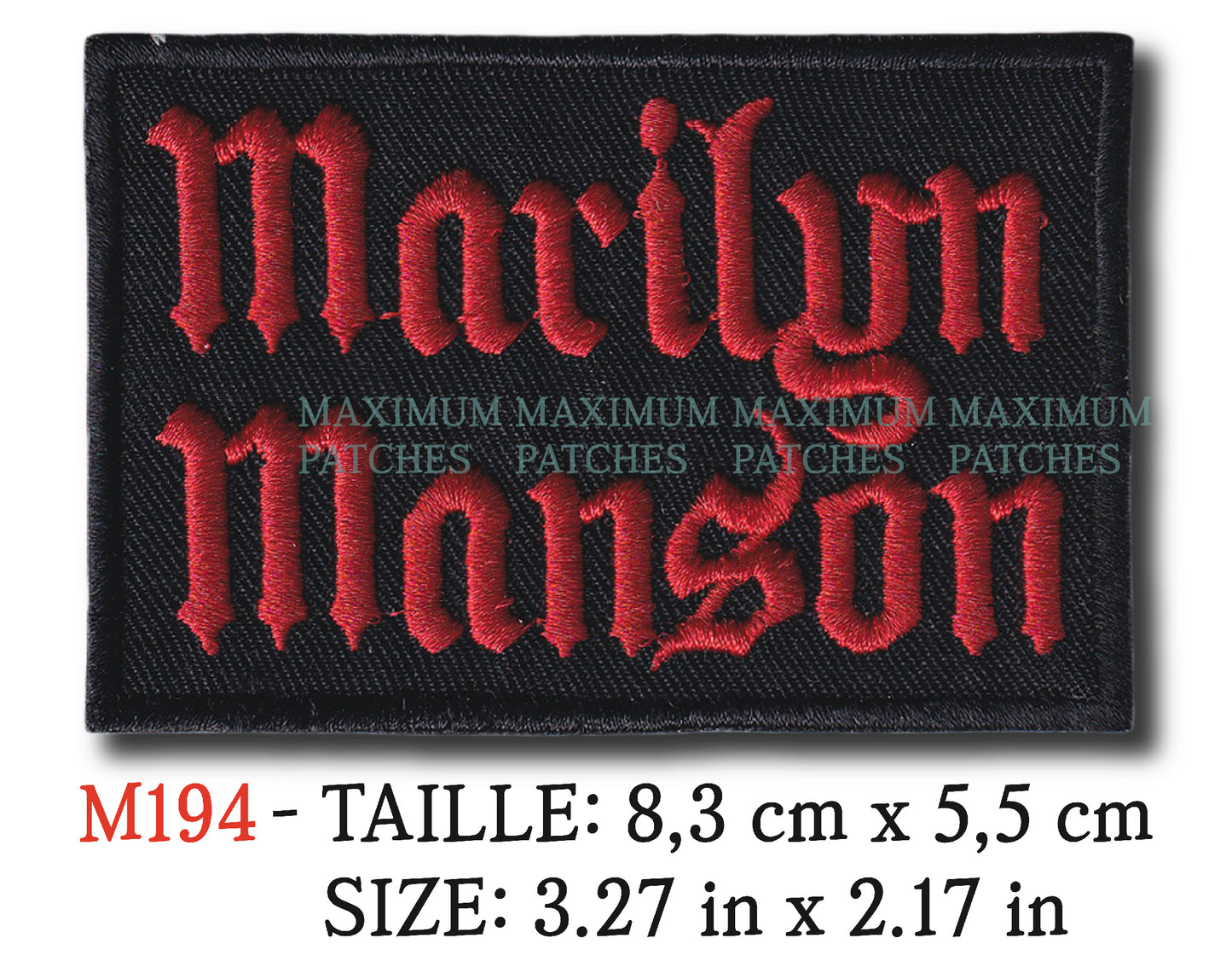 MAXIMUMPATCHES - Ecusson Patch Brodé Thermocollant - 8,3 cm x 5,5 cm - Marilyn Manson Groupe Musique Rock Punk Hard Trash Métal Heavy Psychedelic