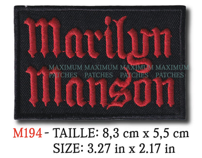 MAXIMUMPATCHES - Ecusson Patch Brodé Thermocollant - 8,3 cm x 5,5 cm - Marilyn Manson Groupe Musique Rock Punk Hard Trash Métal Heavy Psychedelic