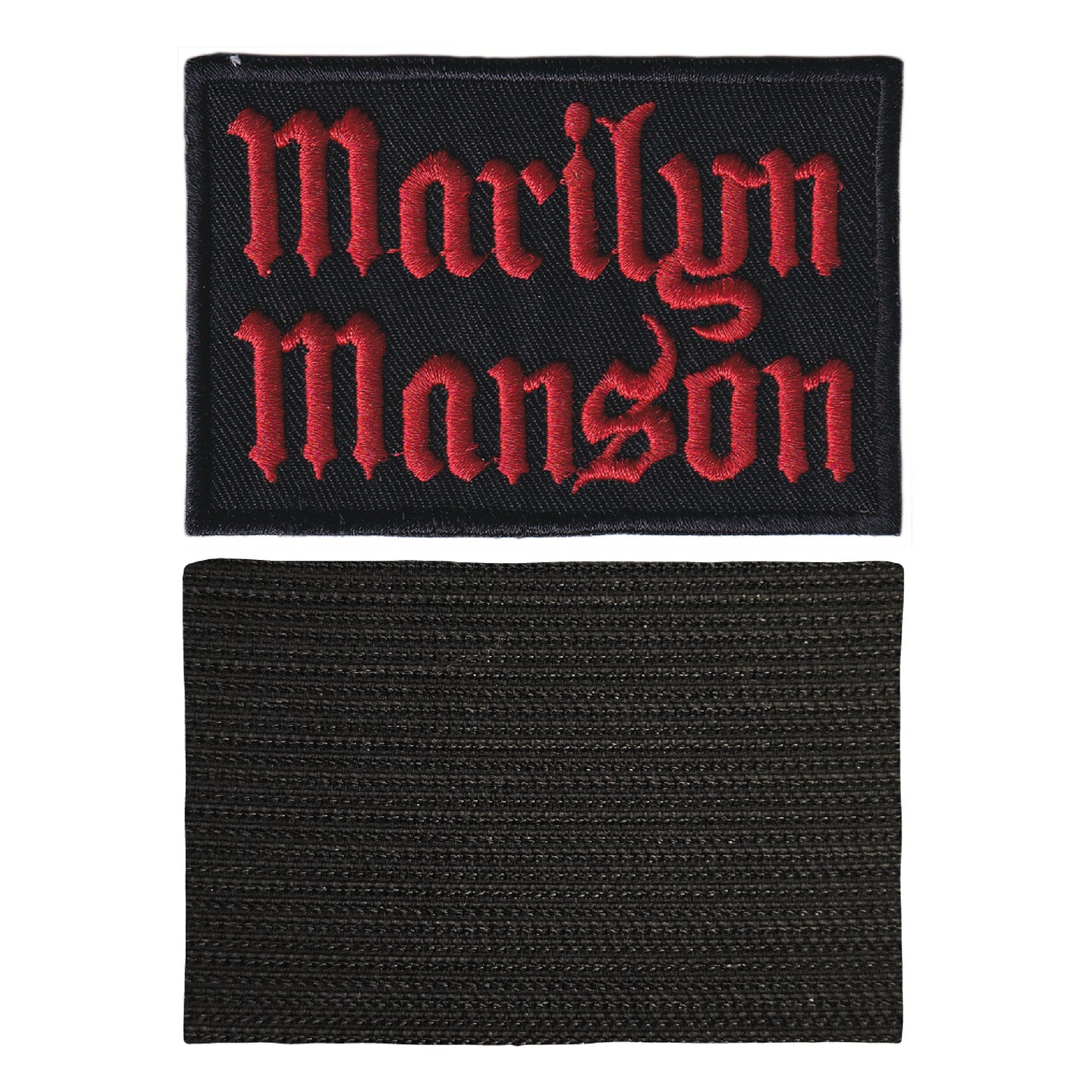MAXIMUMPATCHES - Marilyn Manson - 8,3 cm x 5,5 cm - Ecusson Patch Brodé Avec Scratch Cousu Au Dos + Carré Scratch A Coudre, Face Opposé 10 cm x 10 cm/Groupe Musique Métal Rock Punk Heavy Trash Blues