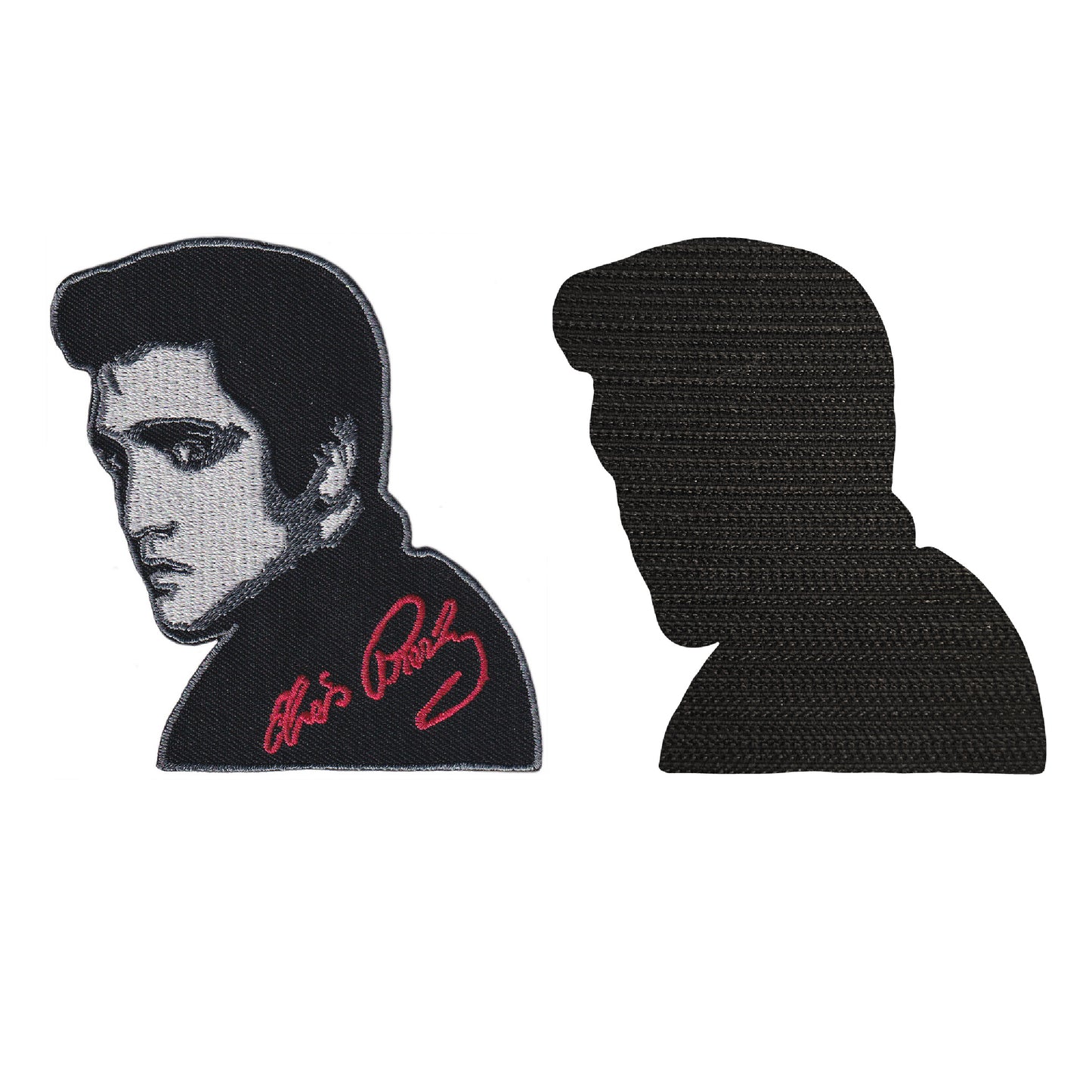 MAXIMUMPATCHES - Elvis - 8,5 cm x 9 cm - Ecusson Patch Brodé Avec Scratch Cousu Au Dos + Carré Scratch A Coudre, Face Opposé 10 cm x 10 cm/Groupe Musique Métal Rock Punk Heavy Trash Blues