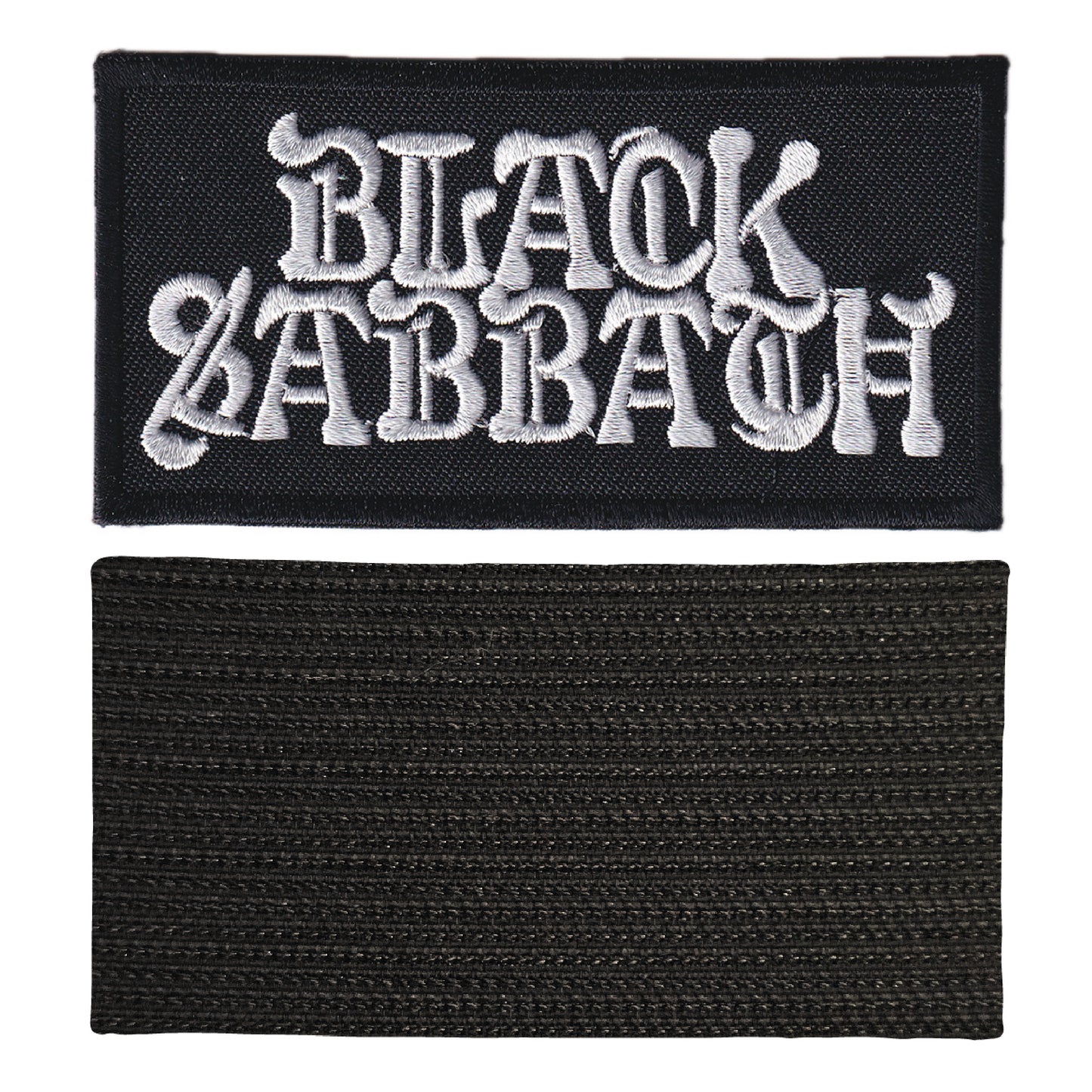 MAXIMUMPATCHES - Black Sabbath - 9,2 cm x 4,8 cm - Ecusson Patch Brodé Avec Scratch Cousu Au Dos + Carré Scratch A Coudre, Face Opposé 10 cm x 10 cm/Groupe Musique Métal Rock Punk Heavy Trash Blues