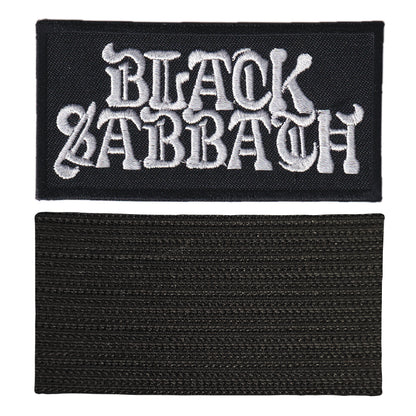 MAXIMUMPATCHES - Black Sabbath - 9,2 cm x 4,8 cm - Ecusson Patch Brodé Avec Scratch Cousu Au Dos + Carré Scratch A Coudre, Face Opposé 10 cm x 10 cm/Groupe Musique Métal Rock Punk Heavy Trash Blues